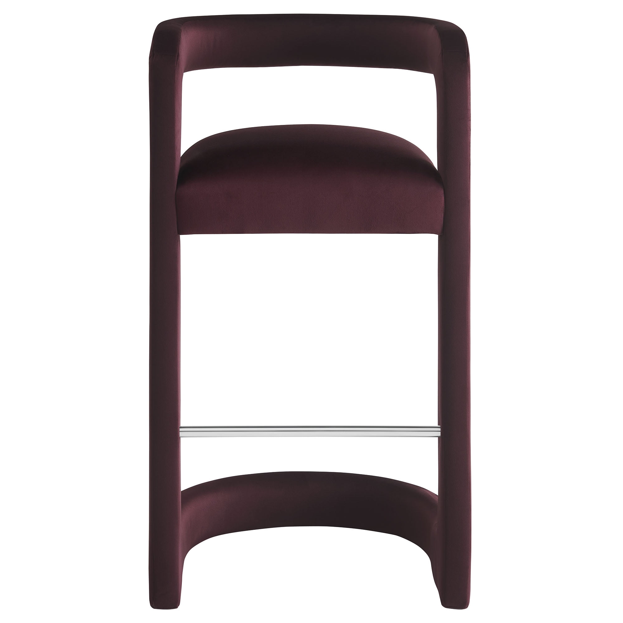 Modway Winslow 30.5"H Performance Velvet Barrel Back Bar Stool in Mulberry