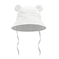 thumbnail image 5 of ROHUUQUE Baby Bear Ears Bucket Hat Cotton Solid Color Sun Hat with Chin Strap for Toddler Girls Boys Beach Outdoor, 5 of 9