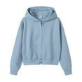 thumbnail image 2 of Plain Zip Up Hoodies for Women Fall Winter Long Sleeve Casual Crop Hooded Sweatshirt with Pockets Jacket Coat, 2 of 3