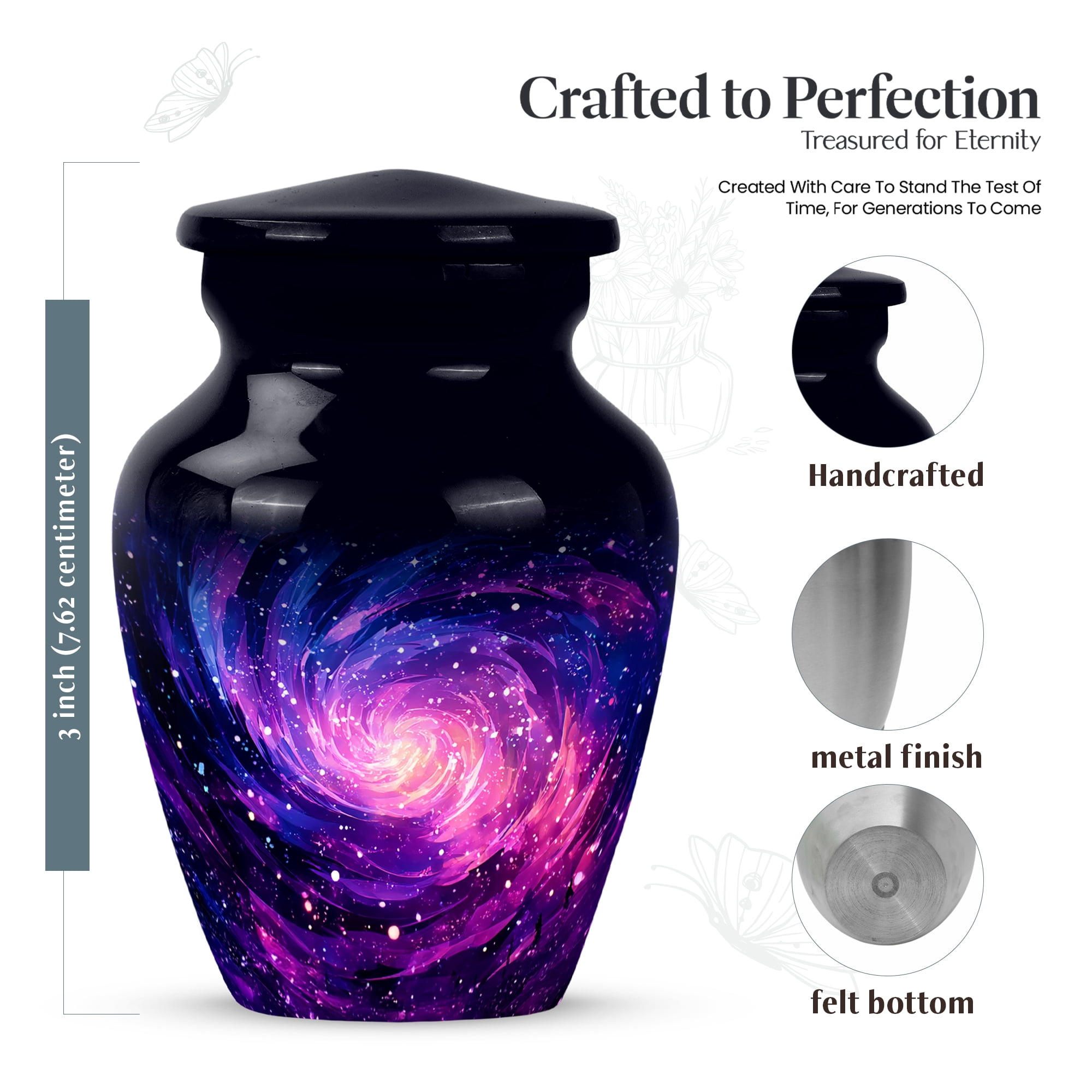 MUKTIVE Galaxy Funeral Urn for Adult Ashes Male & Female, Memorial Blue Unique Urns for Ashes Husband and Wife, Decorative Cremation Urn for Men & Women, 3 Inch