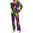 thumbnail image 2 of Puntoco Conjunto de pijama con parte superior y pantalones informales con estampado degradado para mujer, 2 of 5