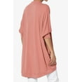 thumbnail image 4 of TheMoogan Women's Cocoon Draped Jersey Knit 3/4 Sleeve Oversized Open Front Cardigan, 4 of 7
