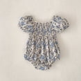 thumbnail image 4 of Tfken Newborn Infant Romper Floral Print Short Sleeve Light Purple Outfit For Baby Girls 0-3 Months Comfortable Crew Neck Bodysuit, 4 of 9