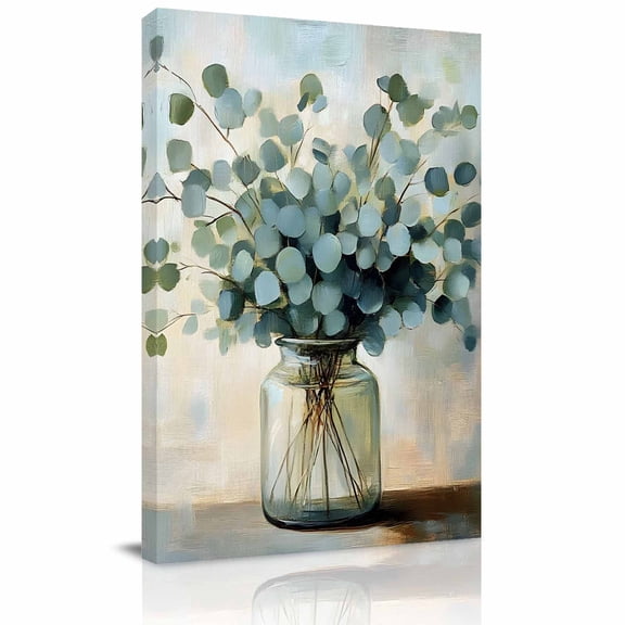 Canvas Wall Art, Summer Eucalyptus Framed Canvas Prints for Hallway Living Room, Botanical Leaves Modernism Painted Gallery Wrapped Wall Decor for Home Office, Gifts, 20"x30" Ship Next Day