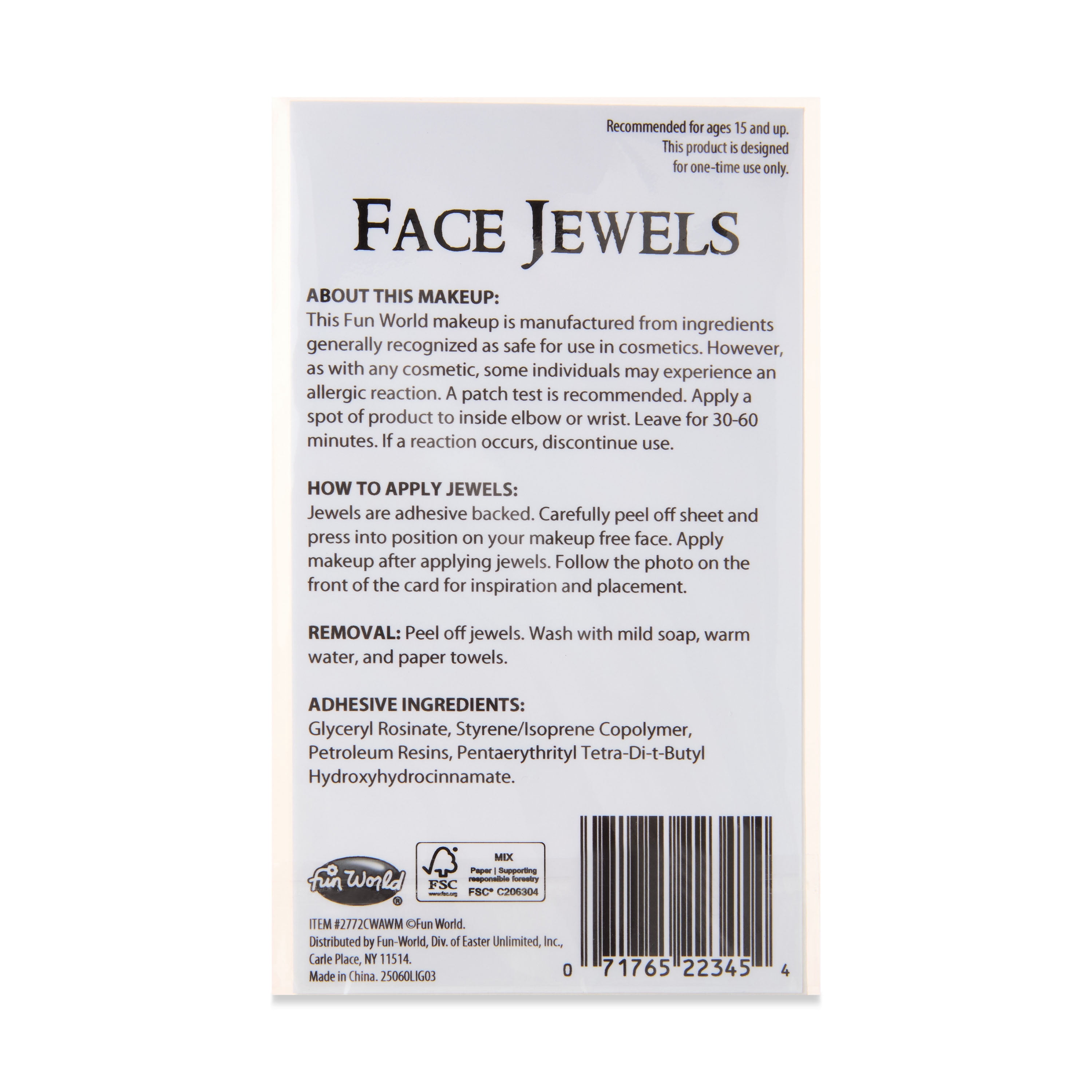 Witch Face Jewels, Adult Halloween Accessory, by Fun World