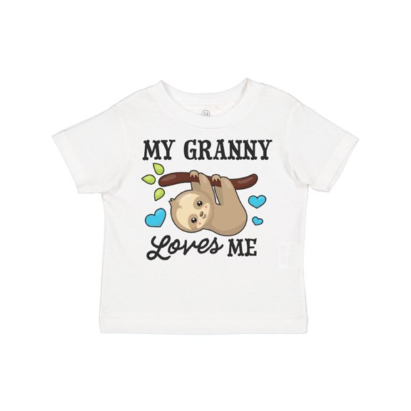 Inktastic My Granny Loves Me with Sloth and Hearts Boys or Girls Toddler T-Shirt