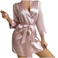 thumbnail image 7 of Ailaofu Women's Satin Robe Short Silky Robes Lightweight Kimono Brides Bathrobes Sleepwear, 7 of 7