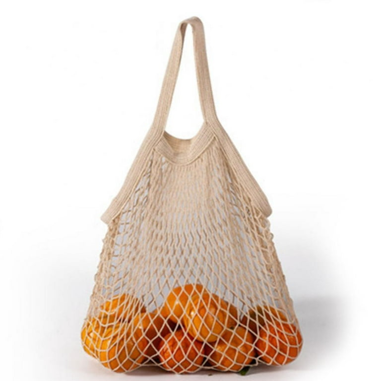 Ecology Reusable Cotton Mesh Grocery Bags,Portable Short Handle Net Tote  with Grips for Grocery Shopping,Mesh Bag for Grocery  Shopping,Beach,Toys,Storage,Fruit,Vegetable and Market 