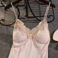 thumbnail image 4 of Yuncity Women's Nightgown Nightdress Thin Suspender Silk Pajamas Lace Slit Chest Pad Homewear Pjs Sleepwear Soft M-Xxxl, 4 of 5