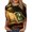 Earthy Yellow, variant on Halloween Tops for Women Bat Castle Crew Neck Horror T Shirts Bone Pumpkin 3/4 Sleeve Spooky Shirts, 3XL