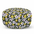 thumbnail image 1 of Floral Pouf Cover with Zipper, Tropical Hibiscus Blossoms Petals with Lemons Nature Harvest Spring Essence Image, Soft Decorative Fabric Unstuffed Case, 30" W X 17.3" L, Multicolor, by Ambesonne, 1 of 5