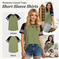 thumbnail image 6 of TEMOFON Womens Tops Short Sleeve Crewneck Tshirts Casual Summer Blouse Loose Tunics Top Olivegreen Comfortable Tees, 6 of 8