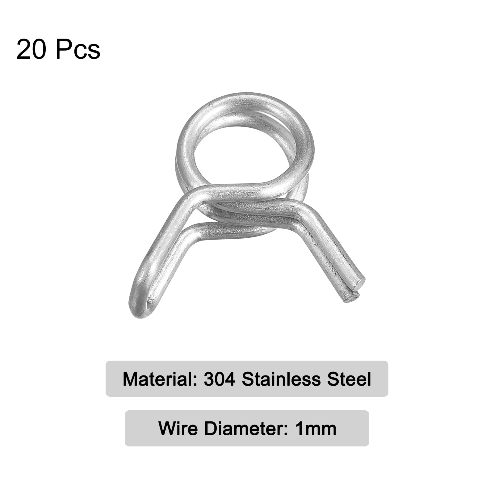 Unique Bargains Double Wire Spring Hose Clamp 304 Fuel Line Clips 0.55"x0.55"x0.19"