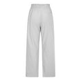 thumbnail image 6 of Odeerbi Women Full Length Pants Trendy Casual Solid Color Split Mid Waist Loose No Belt Elasticity Wide Leg Long Pants White, 6 of 6
