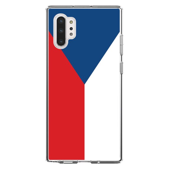 DistinctInk Clear Shockproof Hybrid Case for Galaxy Note 10 PLUS (6.8" Screen) - TPU Bumper, Acrylic Back, Tempered Glass Screen Protector - Czech Republic Flag