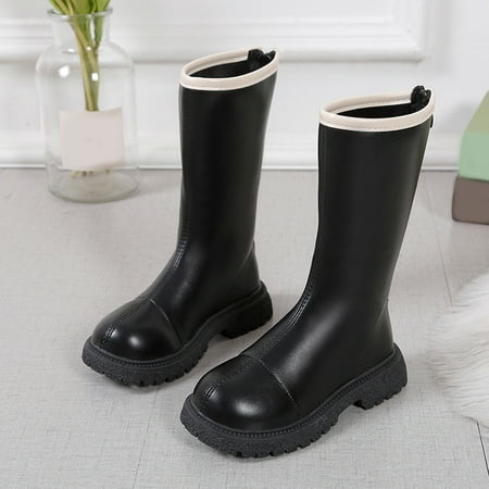 

JIKNTTR Girls Knee High Fashion Riding Boots Children Shoes Flat Comfortable Boots Fashionable Velvet Warm Boots Anti- Ankle Boots