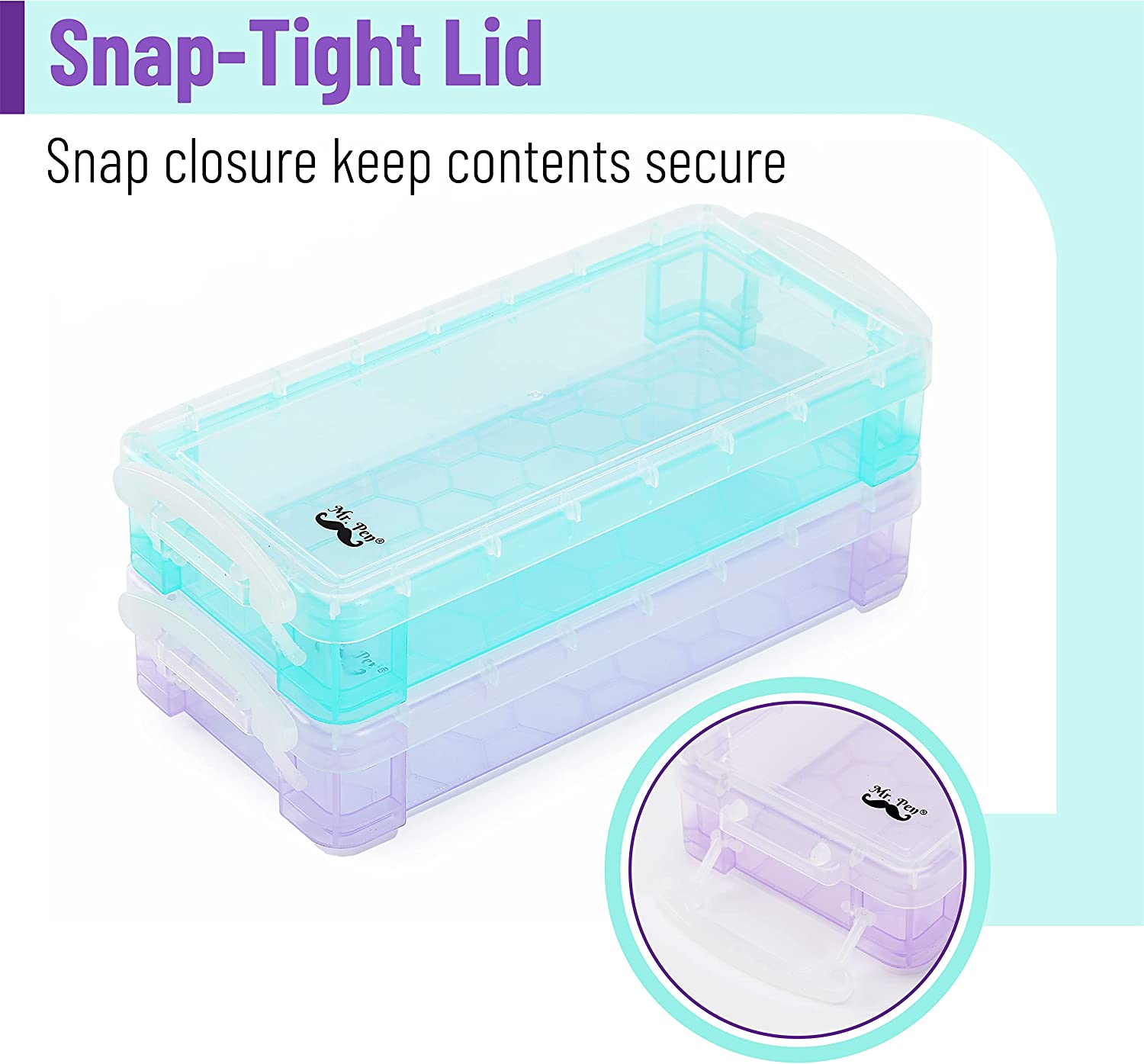Mr. Pen Plastic Pencil Box, 2-Pack, Pink & Blue photo 5