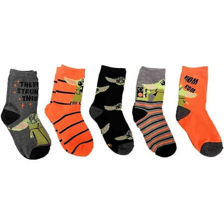 The Mandalorian Kids Size 5-Pack Crew Socks Large, Halloween