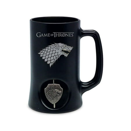 - Game of Thrones House Stark Ceramic Stein w/ Rotating Metal Emblem