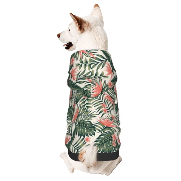 Fotbe Palm Trees and Tropical Sudadera con Estampado para Perros Pequeños – Suéter con Capucha para Mascotas, Tela Suave de Forro Polar con Bolsillo-X-Large