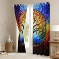 thumbnail image 3 of Homewish Vintage Colorful Glass Curtains Pack of 2 (42x84 Each),Multicolor Tree Of Life Curtains Blackout,Modern Artistic Bedroom Curtains For Adults,Ultra Soft Home Decor, 3 of 6