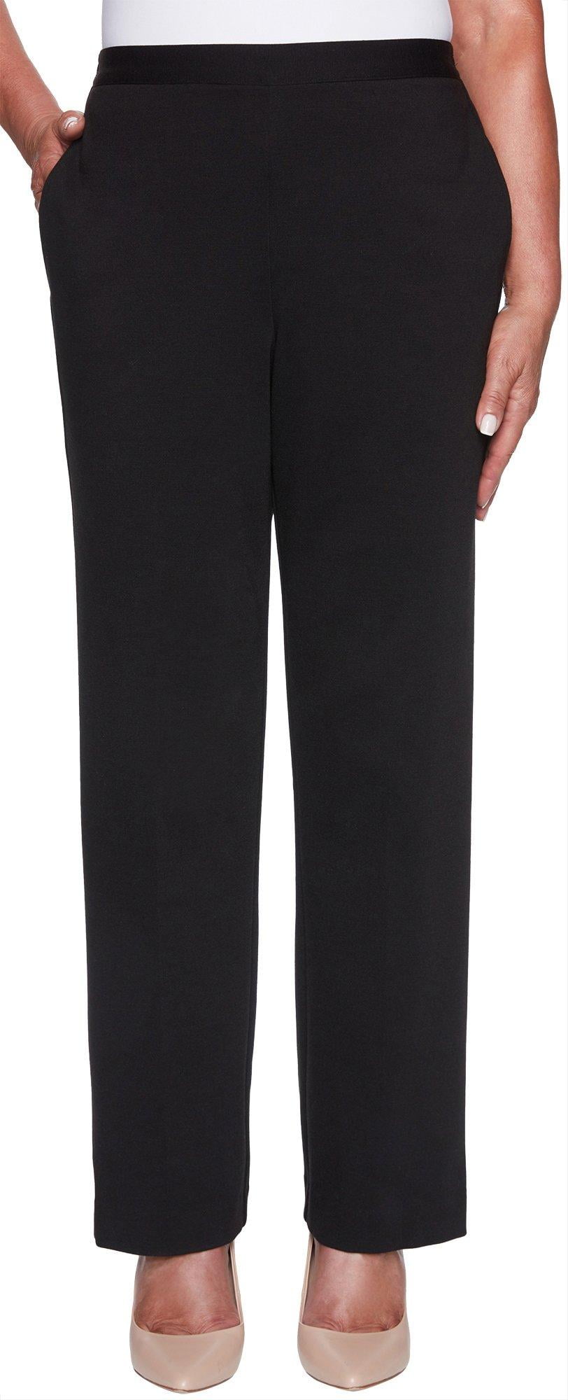 Alfred Dunner Womens Knightsbridge Solid Proportioned Pants 18 Black ...