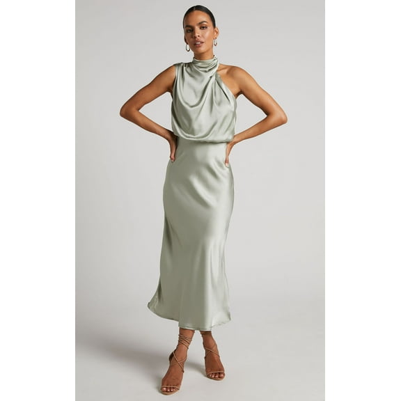 Womens Sleeveless Cocktail Dresses Mock Neck Keyhole Elastic High Waist Evening Party Maxi Wedding Guest Dress