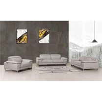 Home Roots 329681 Tasteful Leather Sofa Set, Light Grey - 93 in.