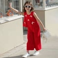 thumbnail image 4 of Sweat Sets for Girls Girls Clothes Summer Short Sleeve Lace Bow Print Top Pants 2PCS Set Little Girl Outfits Size 2-10, 4 of 9