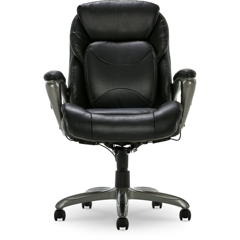 Serta My Fit Bonded Leather High Back Office Chair with 360 Motion 250 lb Capacity Black