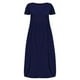 thumbnail image 4 of Vestidos Prolriy para mujer 2024, vestidos de talla grande, camiseta, vestido largo de manga corta, color liso, vestido largo para mujer, vestidos de mujer azul marino XXXL, 4 of 5