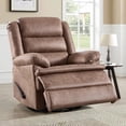 thumbnail image 3 of Bonzy Home Swivel Rocker Recliner, Manual Recliner Chair, Breathable Faux Leather Reclining Chairs with Overstuffed Arm and Back, Living Room Single Sofa Recliner, Light Brown, 3 of 9