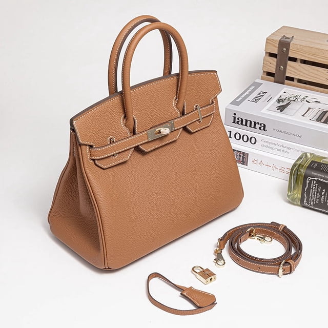 Nuevo Bolso hjia de piel de vaca togo de primera capa, bolso de platino de cuero guijarro, bolso Kelly de gran capacidad, bolso de hombro para mujer