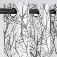 thumbnail image 3 of DriftAway Tree Branch Botanical Pattern Painting Blackout Room Darkening Thermal Insulated Grommet Lined Window Curtains 2 Panels 2 Layers Each 52" x 102" Gray, 3 of 9