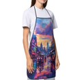 thumbnail image 4 of Yiaed Taxi Colorful Town Print Kitchen Apron with Hand Wipe Pockets,Big Pocket,Aprons for Women with Pockets, Waterproof for Cooking Baking, 4 of 7