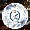 thumbnail image 4 of Christmas Ornament Christmas Monogram Personalized Double-Sided Printed 3" Ceramic Christmas Ornament Letter Q with Snowman Winter Flowers for Boys Girls Round Ceramic Christmas Decoration, 4 of 5