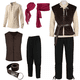 thumbnail image 2 of Disfraz de pirata para hombre, traje de cosplay medieval renacentista, camisa, chaleco, pantalones con banda vikinga, pañuelo para la cabeza con cinturón, traje de Halloween, 6 piezas, 2 of 5