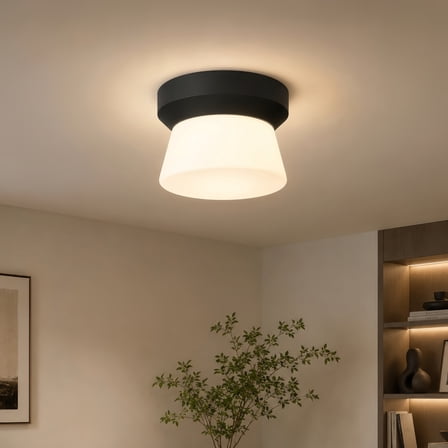 Hampton Bay 16 in. Round Flush Mount Brushed Nickel LED Light, Low ...
