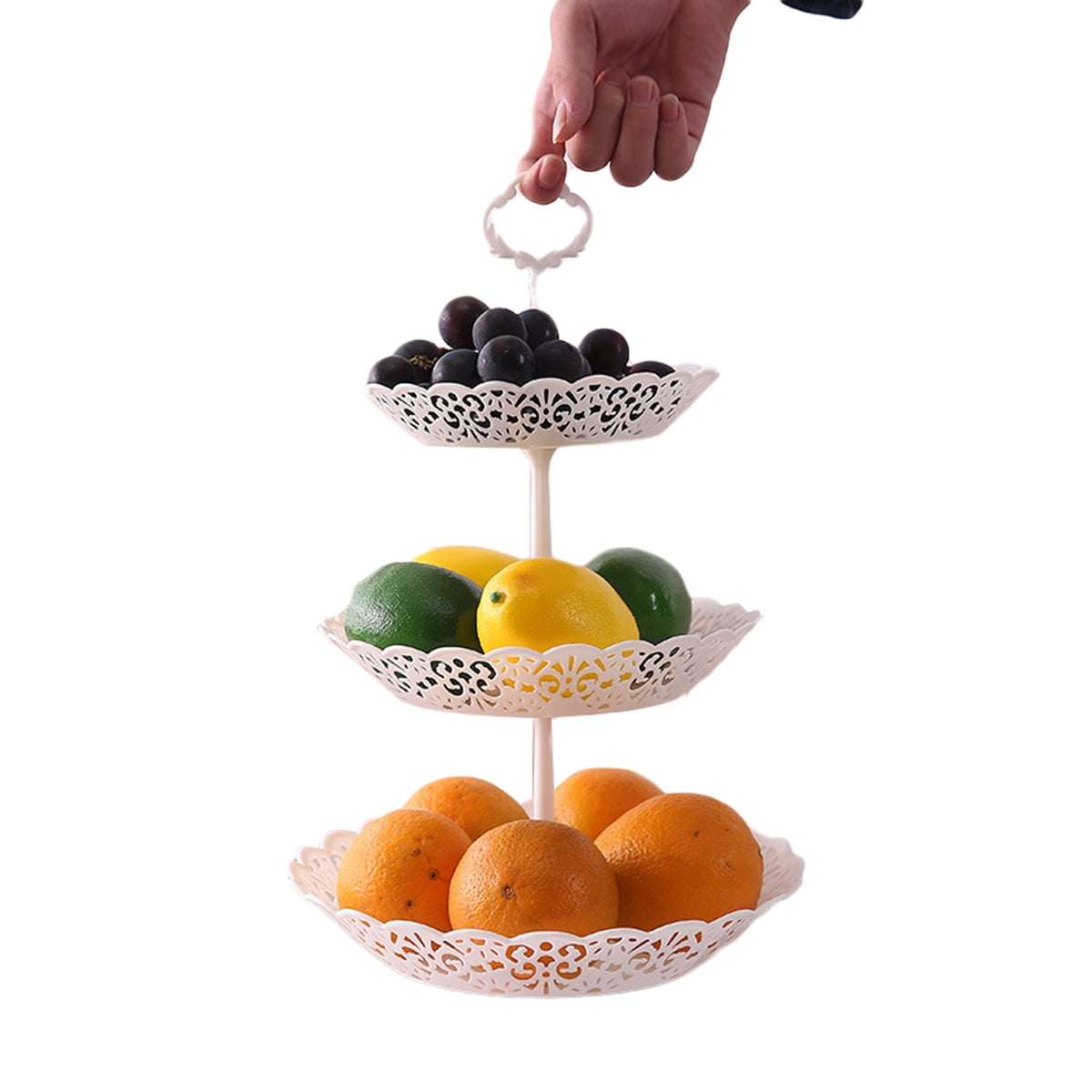 3-tier Hollow Fruit Basket Display Stand Holder for Snacks Cookies Candies 