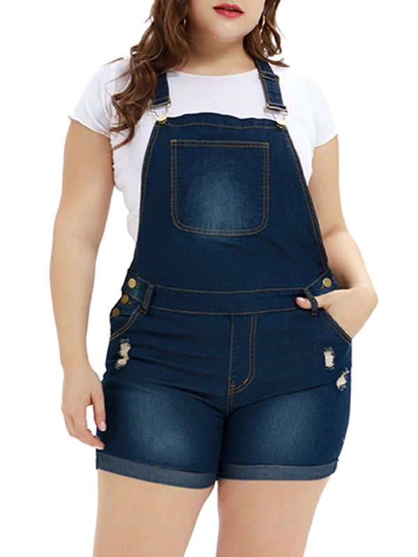 denim overall shorts plus size