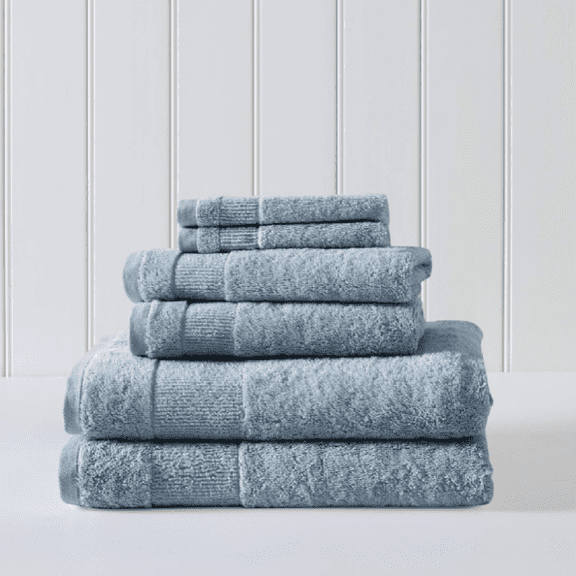 Tommy Bahama - Bath Towels, 100% Soft & Absorbent Cotton, Low Linting & Fade Resistant, Medium Weight Bathroom Towels (Island Retreat Bay Blue, 6 Piece)