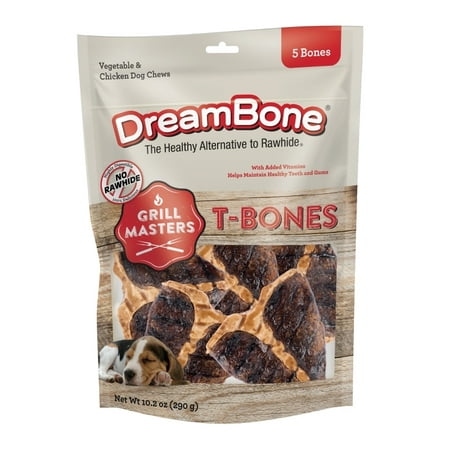 DreamBone Grill Masters T-Bones, No-Rawhide Chews For Dogs, 5 (Best T Bone Steak)