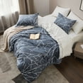 thumbnail image 3 of U by Bedsure Queen Comforter Sets - Bed in a Bag Queen 7 Pieces, Navy Blue Reversible Flroal Bed Set Tree Branch Pattern Printed with Comforters Queen Size, Sheets, Pillowcases & Shams, 3 of 8