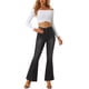 thumbnail image 2 of INSPIRE CHIC Pantalones de campana vintage de cintura alta elásticos para mujer, jeans con botones en forma de campana, talla XL, color negro, 2 of 5