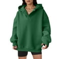 thumbnail image 2 of Womens Oversized Hoodies V Neck Sweatshirts Long Sleeve Pullover Loose Clothes 2025 Fall Trendy Tops Green L, 2 of 7