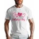 thumbnail image 1 of Camisetas para hombre, camiseta de algodón con cuello redondo y corazón rosa de San Valentín, manga corta para hombre, con letras Love Hearts., 1 of 8