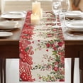 thumbnail image 3 of Table Runners 70 Inches Long Dress Scarves, Valentine's Day Farmhouse Coffee/Dining/Kitchen Table Decor, Holiday Table Runner, Spring Red Love Roses Floral Botanical Beige 13x70 Inch, 3 of 9