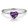 thumbnail image 3 of Gem Stone King 14K White Gold Purple Amethyst Solitaire Engagement Ring for Women | 0.42 Cttw | Heart Shape 5MM | Gemstone February Birthstone | Size 8, 3 of 6