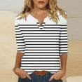 thumbnail image 2 of FamilyThread Womens Casual V Neck Long Sleeve Shirts Fashion Stripe Style Printed Oversized Solid Color Blouses Tops Comfy Summer Shirt, 2 of 5