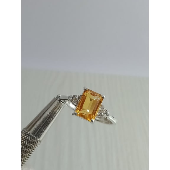 AFGEMSNJEWELLERY Natural Golden Topaz Ring, 925 Sterling Silver - Boho Birthstone Handmade Jewelry, 1.95 Carat Engagement Gift Silver 3